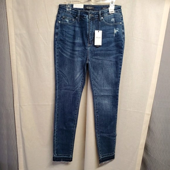 Judy Blue Blue Jeggings with Distressed Details Size 13 - Picture 1 of 9